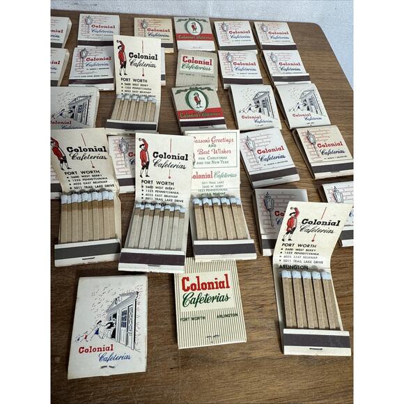 Fort Worth Arlington Texas Colonial Cafeteria Matchbooks Front Strike Unstruck - Picture 7 of 10